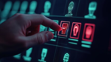 Election day energy concept, Digital voting concept featuring a hand selecting an option.