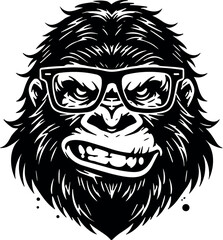 Gorilla vector black silhouette cricut design for T-shirt
