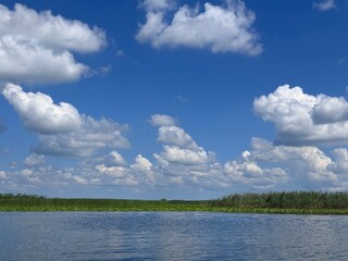 Scenic Danube Delta Landscape with Calm Waters and Clear Skies