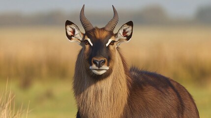 Obraz premium Majestic Waterbuck Antelope Portrait in African Savanna