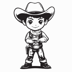 Cowboy kid image vector. Illustration of kids in cowboy clothes cartoon vector style.