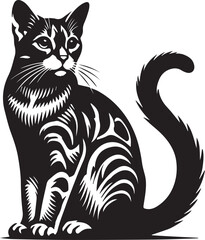 black and white vector cat