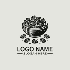 Almond Logo Design, Nut Logo, Healthy Food Logo, Organic Food Logo, Nature Logo