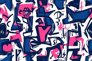Vibrant Graffiti Art Pattern in Pink and Blue
