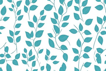 Teal Leaf Pattern Seamless Design for Textiles