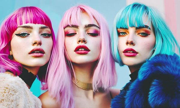 Girls with fashion hairstyle