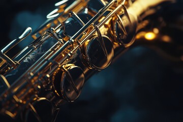 Obraz premium Close-up of a Golden Saxophone