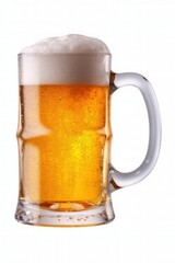 Isolated Mug of Cold Beer with Foamy Head Perfect for Refreshing Beverages, Ideal for Bars, Restaurants, and Home Settings