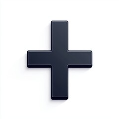 Obraz premium A sleek black plus sign on a minimalistic white background, conveying positivity and addition.