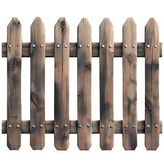wooden fence section on transparent background