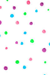 Polka Dot Spotty Circle Spots In Childlike Felt Tip Pen Rainbow Background