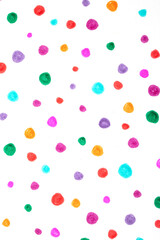Polka Dot Spotty Circle Spots In Childlike Felt Tip Pen Rainbow Background