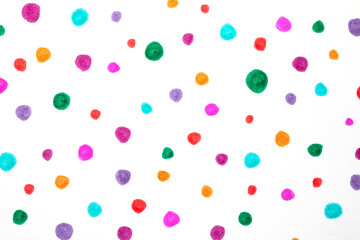 Polka Dot Spotty Circle Spots In Childlike Felt Tip Pen Rainbow Background