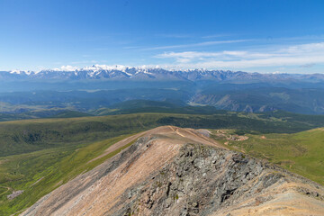 Beautiful view from the Aktash repeater (Aktashsky transponder). Altai republic, Russia