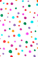 Polka Dot Spotty Circle Spots In Childlike Felt Tip Pen Rainbow Background