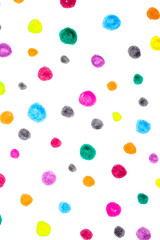 Polka Dot Spotty Circle Spots In Childlike Felt Tip Pen Rainbow Background