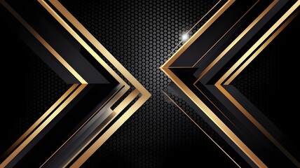 black business card background with golden frame and geometric shapes