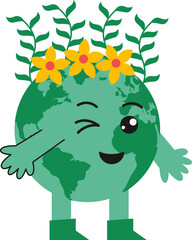 Vector Cute Earth Day Illustration
