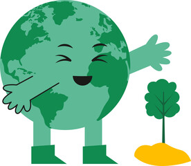 Vector Cute Earth Day Illustration