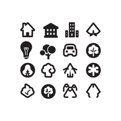 Black silhouette flat icon set isolated Different shapes vector style with white background 