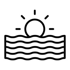 Rising Sun Vector Line Icon Design