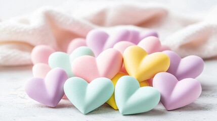 Fototapeta premium Pastel Hearts Pile Romantic Love Background