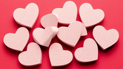 Obraz premium Lovely Pink Hearts Pile Romantic Valentine's Day