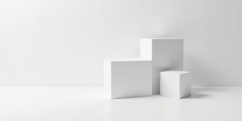 Clean Minimalist Product Display with Three White Cubes
