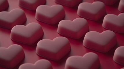 Obraz premium Romantic Red Heart Shaped Candies Pattern