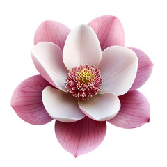 pink magnolia blossom flower on white background