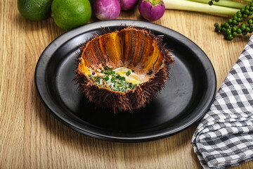 Grilled Sea Urchin with egg