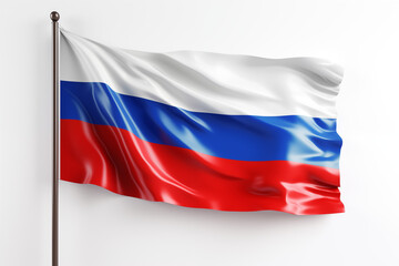 Fototapeta premium Russian flag on a transparent background, showcasing the iconic tricolor design of white, blue, and red, perfect for patriotic themes, educational projects, cultural events, or digital designs. Png.