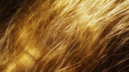 Beautiful golden hair strands shimmer softly in the light, creating an eye-catching visual. This texture can be used for various creative projects with included copy space
