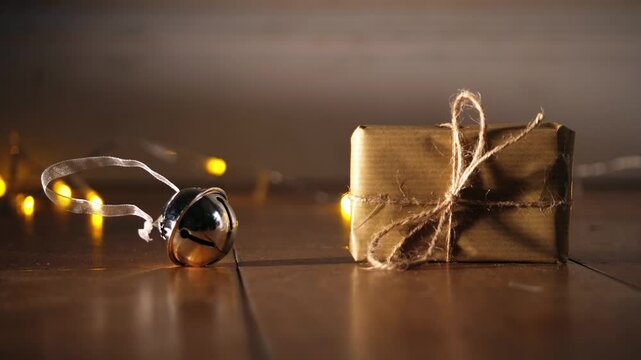 Gift wrapped in brown paper and string