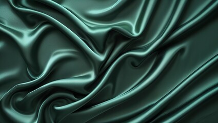 Obraz premium A Luxuriant Dark Green Silk Satin Background, Flowing Smoothly with Rich Textures and a Lustrous Shine, Evoking a Sense of Opulence, Sophistication, and Timeless Elegance