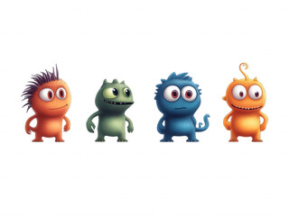 Vibrant Cartoon Characters Group Standing Together In Bright Colors Background.