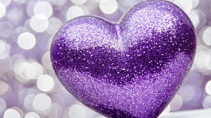 Fototapeta premium Sparkling Purple Glitter Heart Valentine's Day Decor