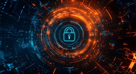 Fototapeta premium Concept of improving future internet systems and cybersecurity with digital background. Which represents data protection and network security and gives an awareness message