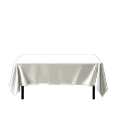 white tablecloth on rectangular table, isolated on white background