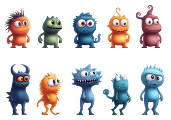  Whimsical Animated Monsters in Cartoon Style with Vibrant Colors & Patterns