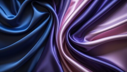Obraz premium A Luxurious Dark Blue, Purple, and Pink Ombre Silk Fabric, Gently Flowing with Rich, Smooth Textures, Creating a Stunning, Elegant Visual with a Touch of Mystery and Glamour