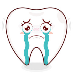 tooth scared face cartoon cute