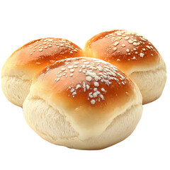 golden brown bread rolls on white background