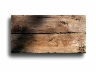 Rustic wooden plank with knots and grain, isolated on white.