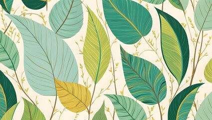 Vector abstract illustration in pale green tones with palm leaves for wallpapers, backgrounds, covers, designs