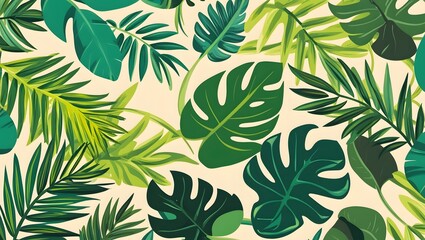 Vector abstract illustration in pale green tones with palm leaves for wallpapers, backgrounds, covers, designs
