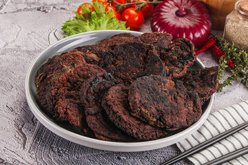 Liver pancakes in the bowl