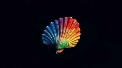 colorful seashell on black background