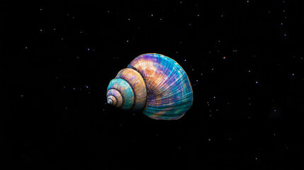 colorful seashell on black background