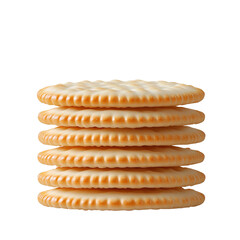 round crackers stack on white background